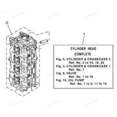 6CJ-W009A-00-9S Головка блока цилиндров в сборе Yamaha 40/70Hp 4-stroke =6CJ-W009A-01-9S