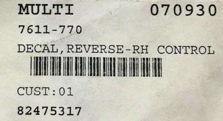 7611-770 НАКЛЕЙКА REVERSE-RH CONTROL